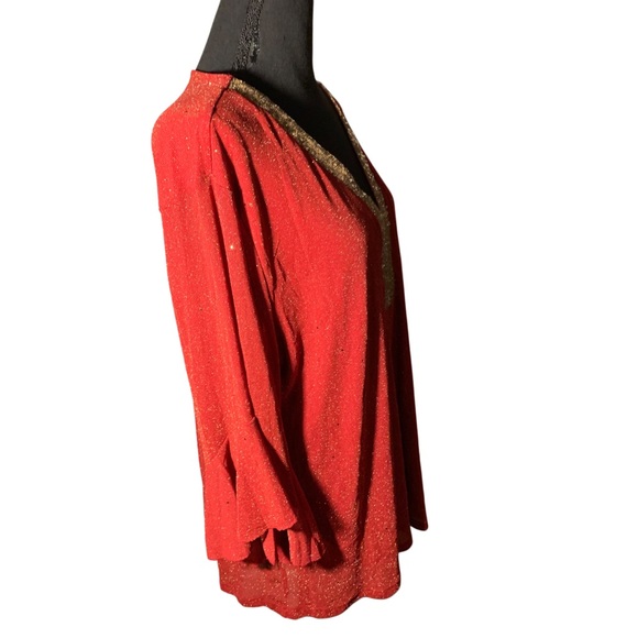Elegant Red and Gold Women's Top (item#r110) - Picture 2 of 5